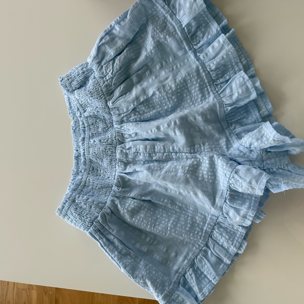 Aerie Light Blue High Waist Ruffle Shorts
